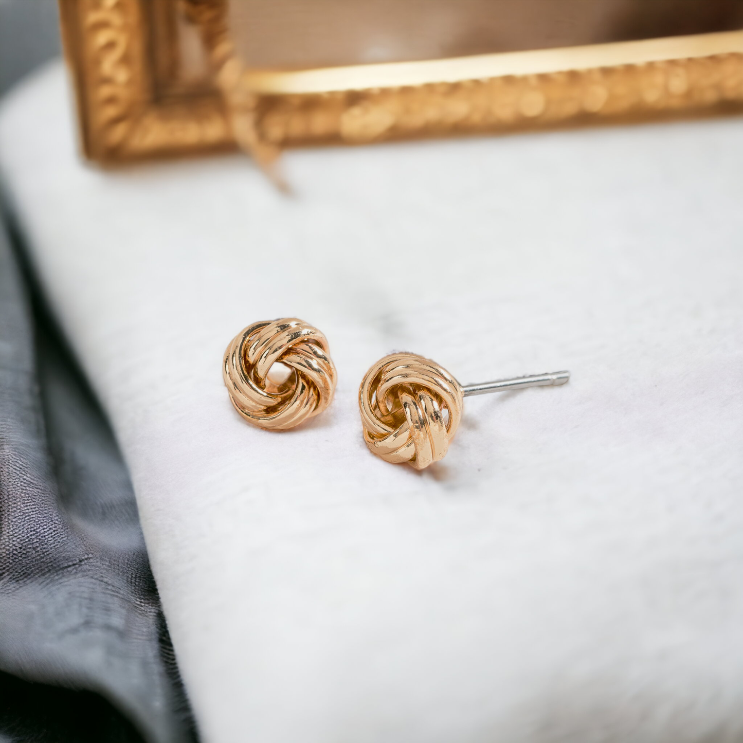 Gold Love Knot Stud Earrings