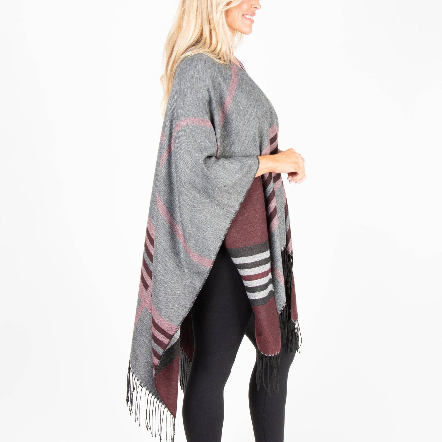Oversized Reversible Plaid Shawl