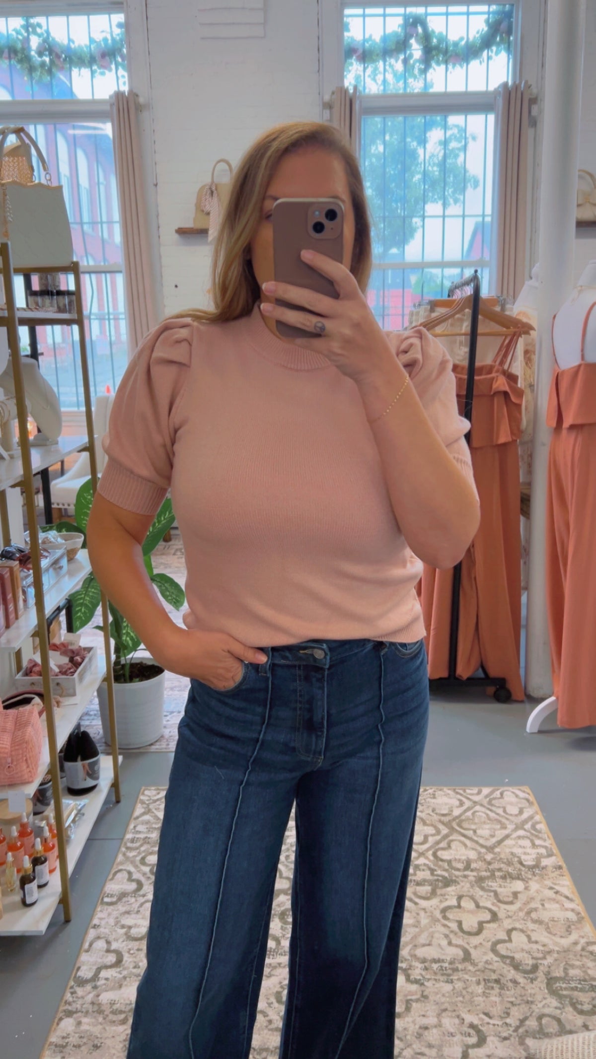 Pale Pink Puff Sleeve Top