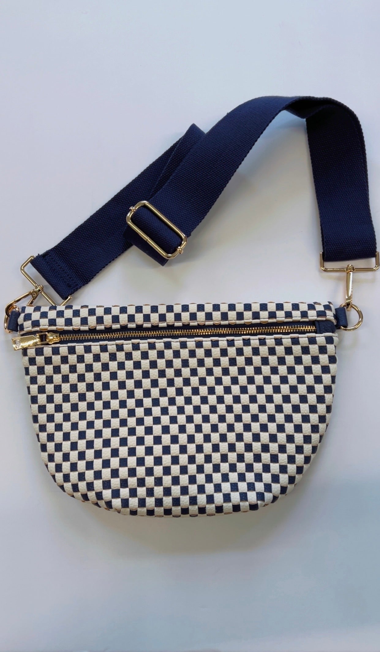 Checkered Woven Bum Bag