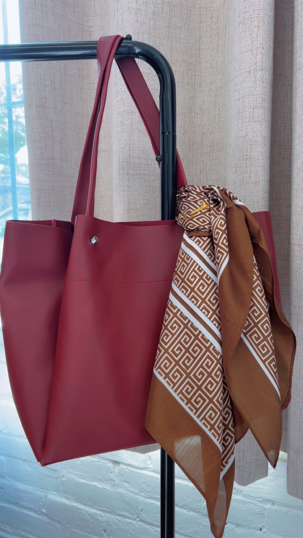 Burgundy Pintuck Tote