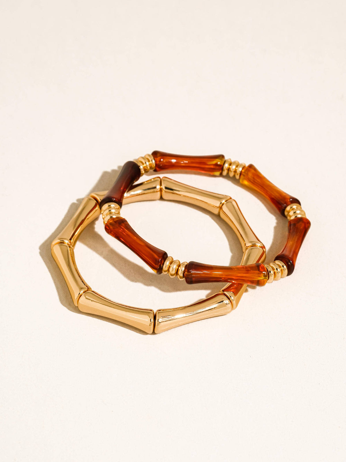Brown Bamboo Resin Bangle Set