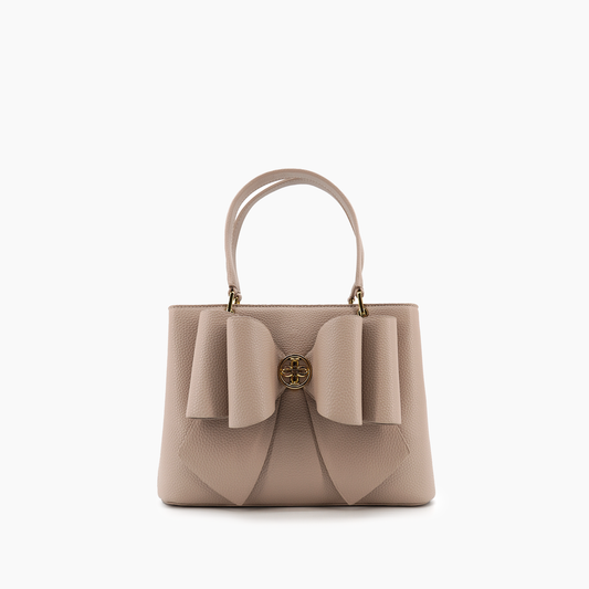 Beige Bow Crossbody Handbag
