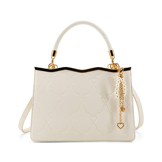 White Embossed Heart Tote