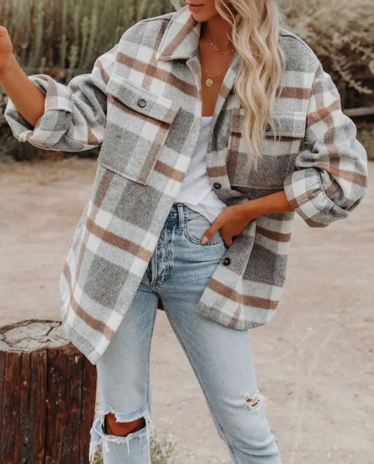 Light Gray Flannel Shacket