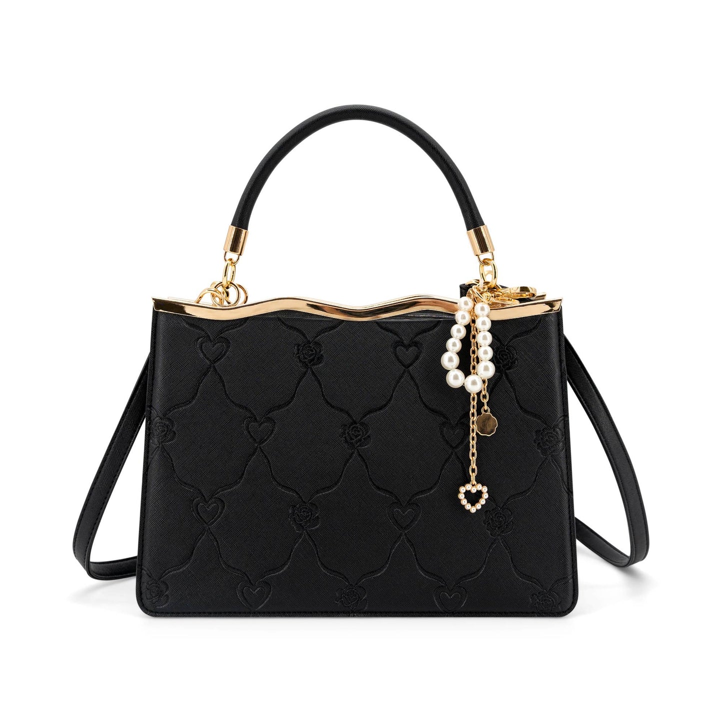 Black Embossed Heart Tote