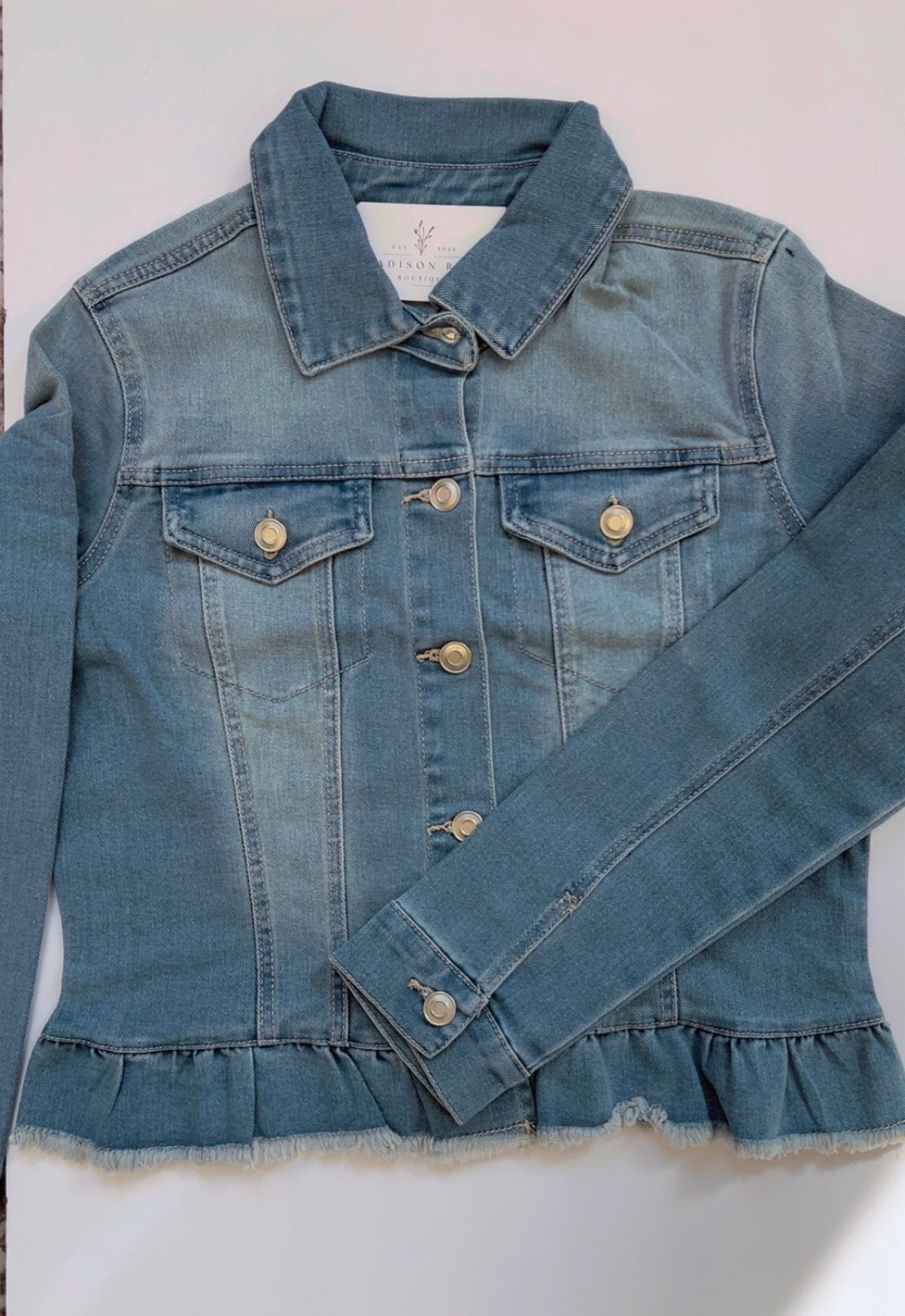 Peplum Hem Denim Jacket