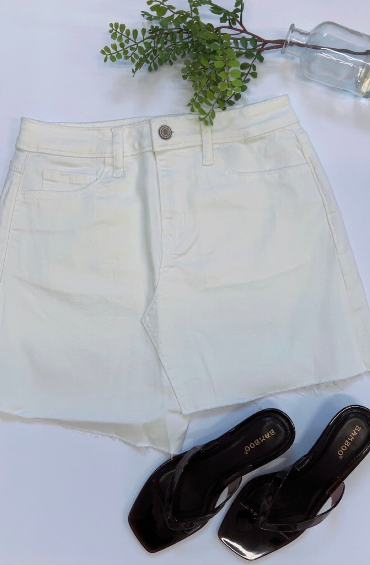 White Asymmetric Hem Denim Skirt