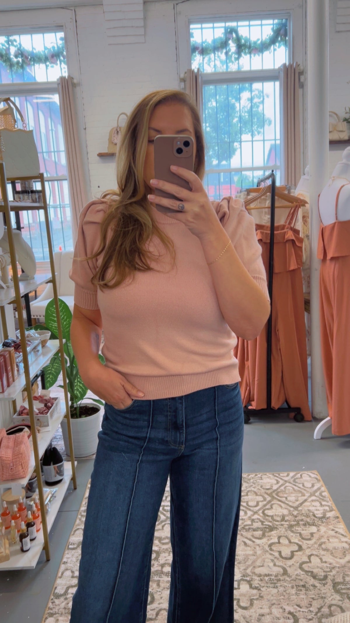 Pale Pink Puff Sleeve Top