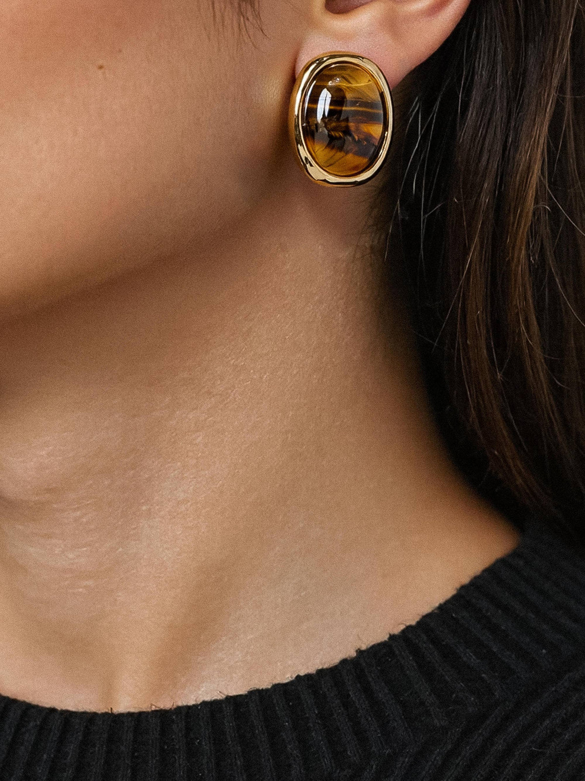 Brown Vintage Natural Stone Earring