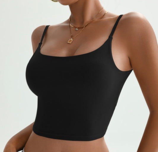 Black Twist Back Crop Sport Bra