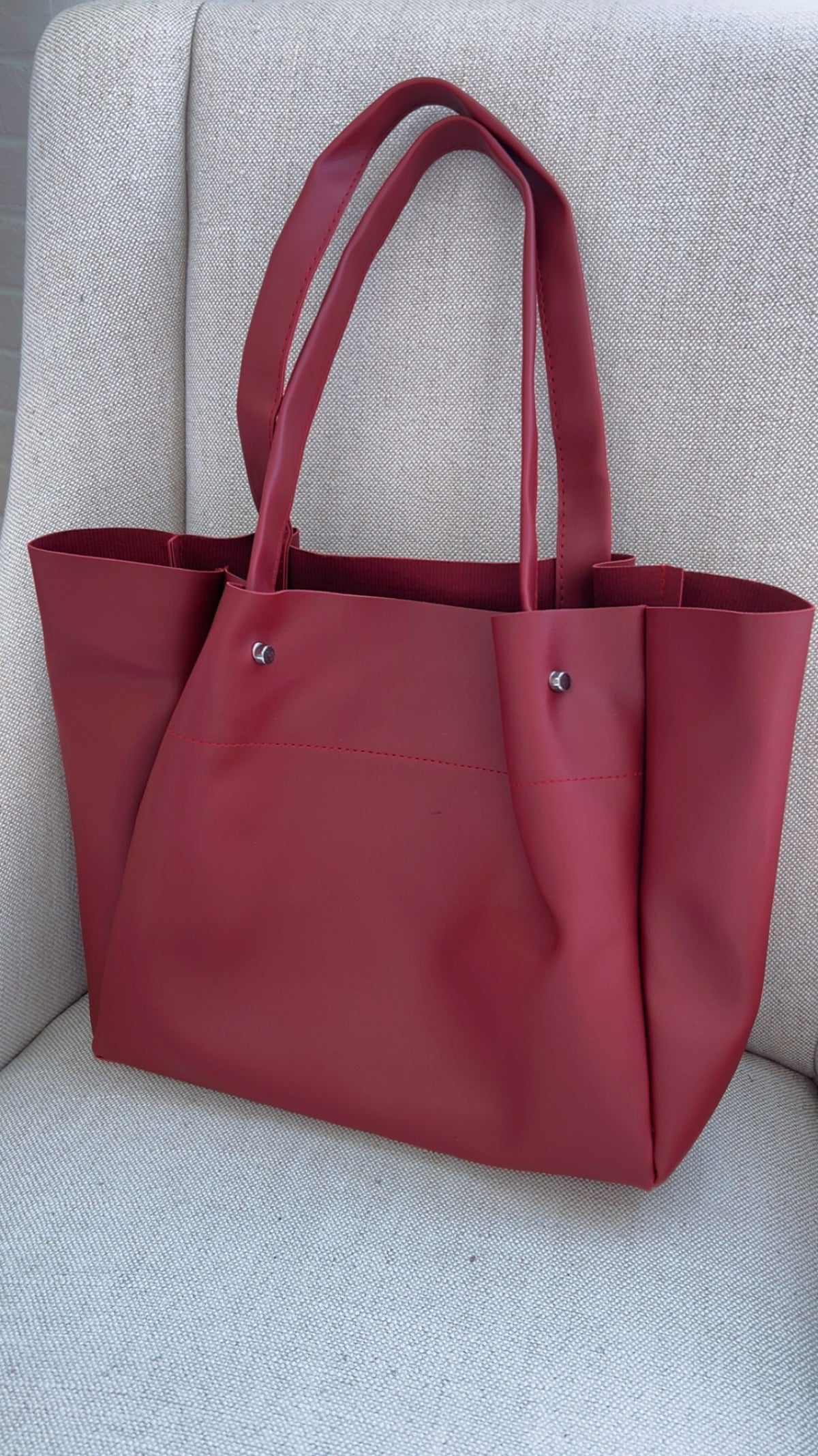 Burgundy Pintuck Tote