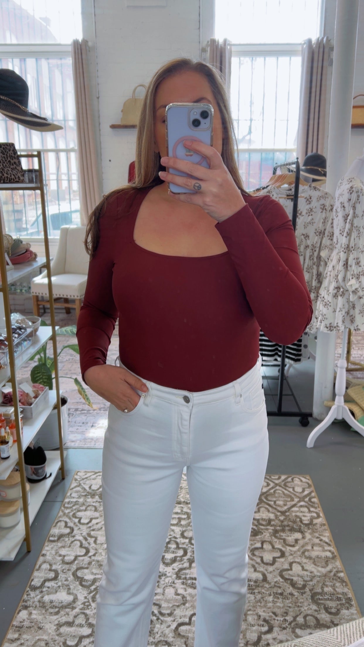 White High Rise Slim Straight Jeans