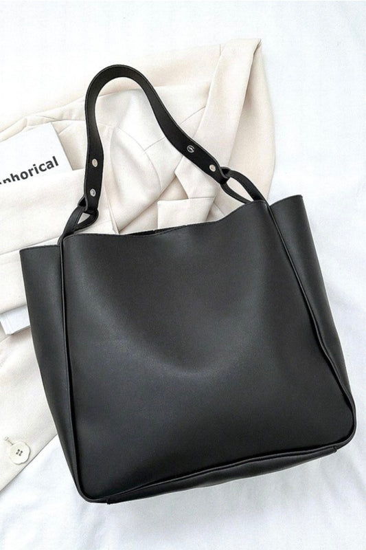 Black Vegan Leather Pouch Bag