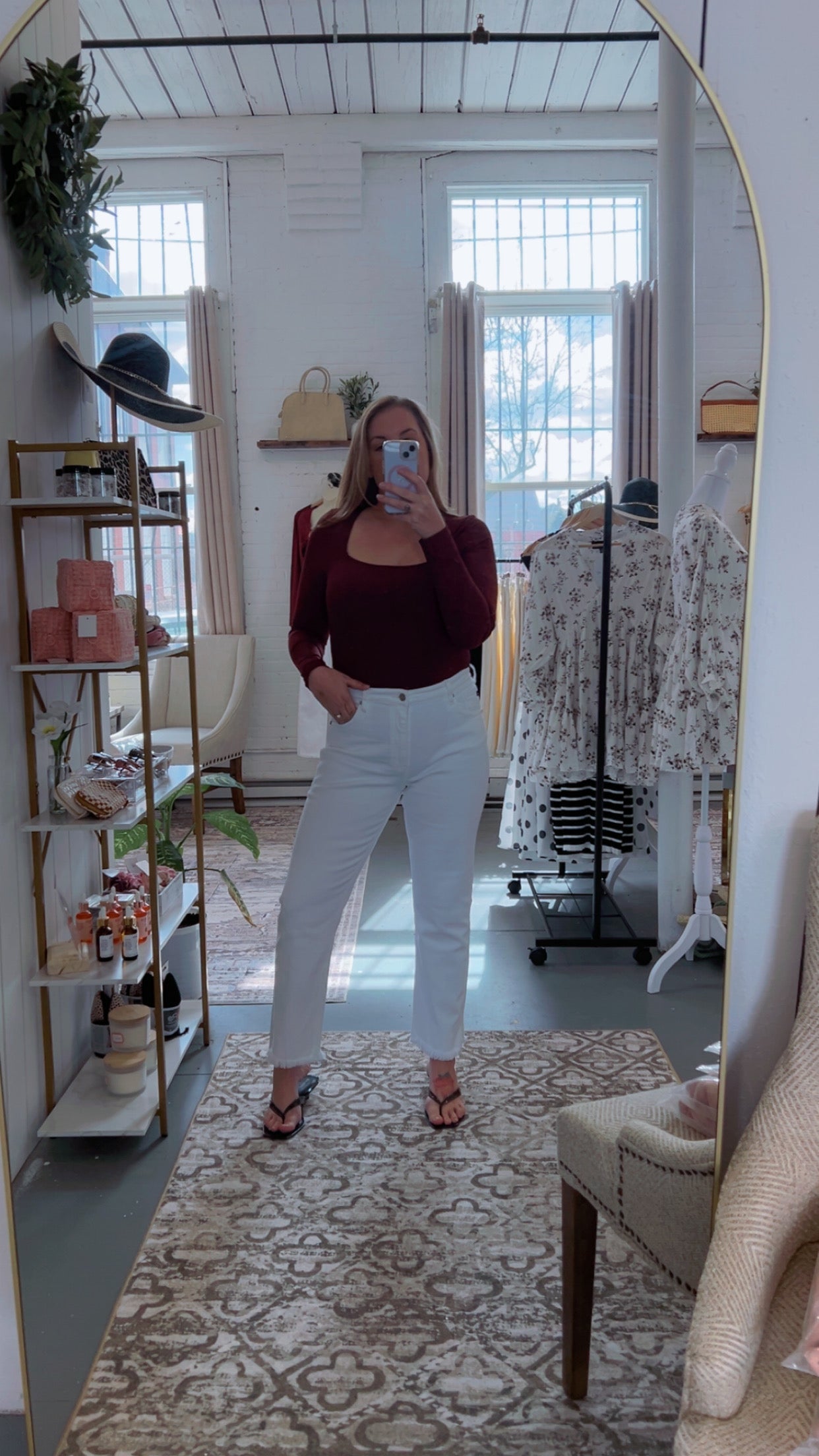 White High Rise Slim Straight Jeans