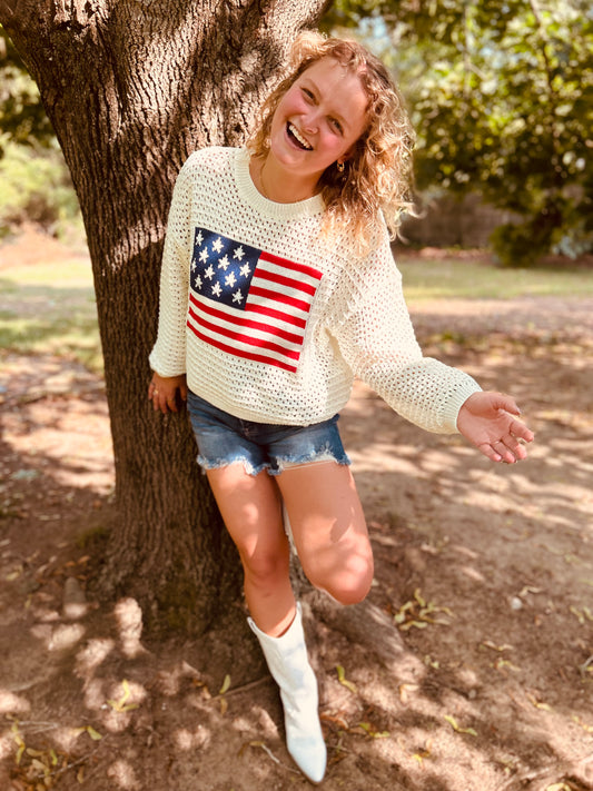 Crochet Old American Flag Sweater