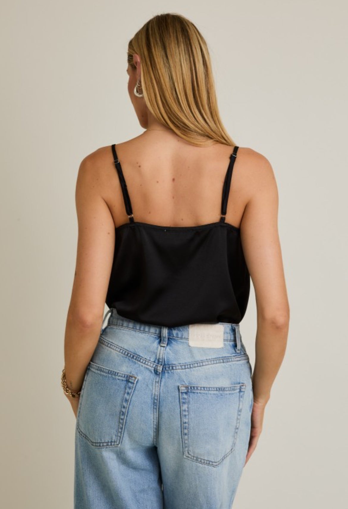 Black Satin Cowl Neck Bodysuit