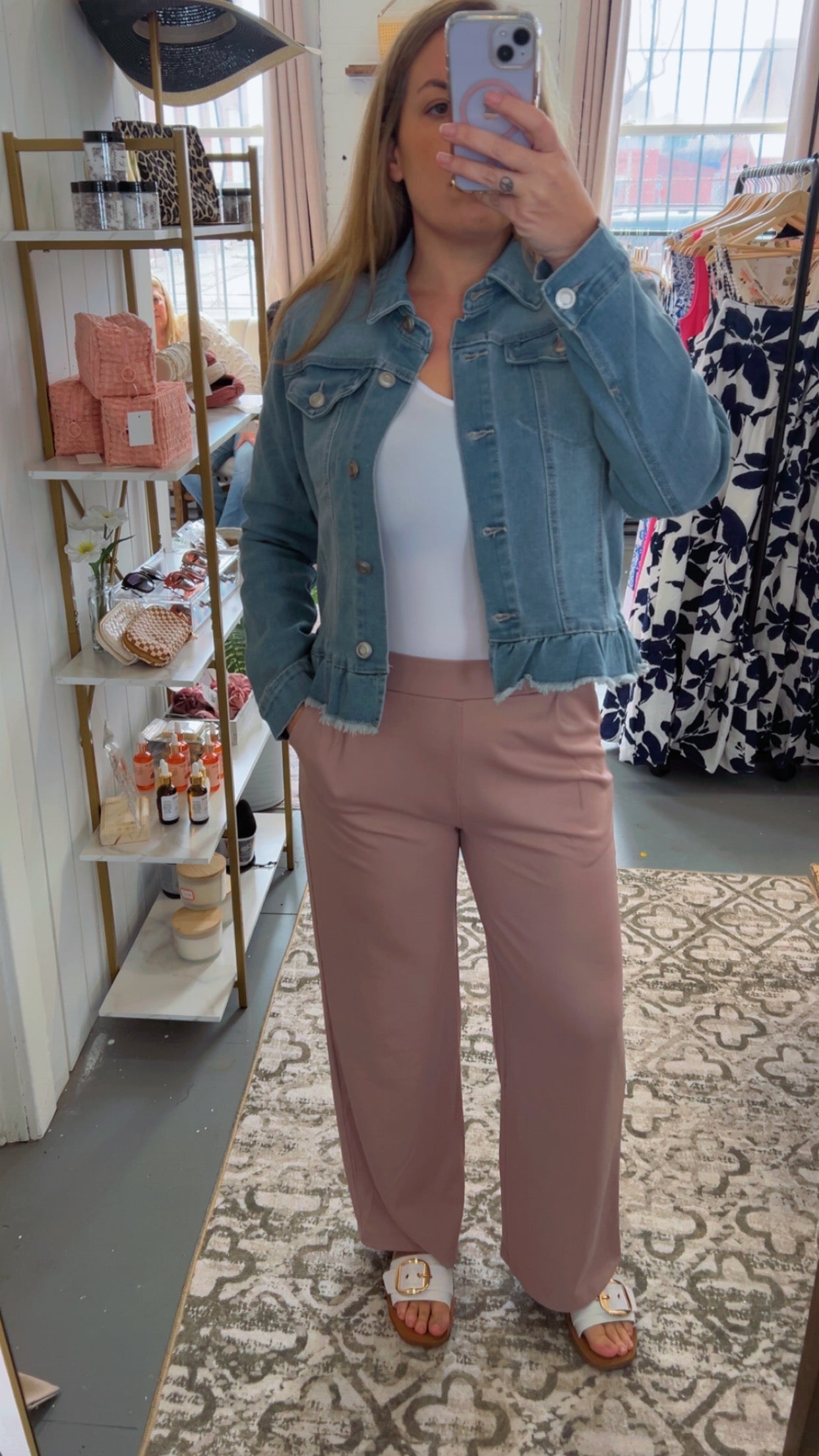 Dusty Rose Micro Waffle Trouser