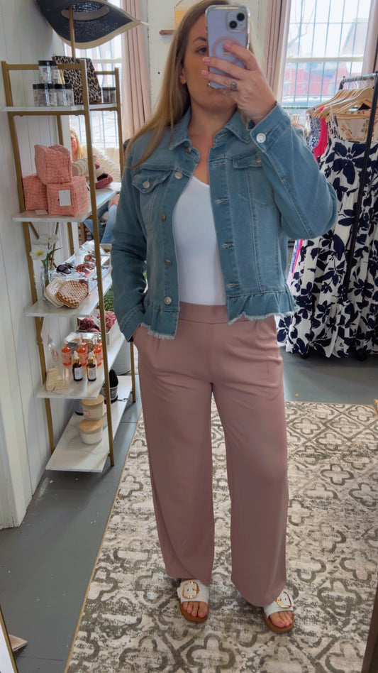 Dusty Rose Micro Waffle Trouser