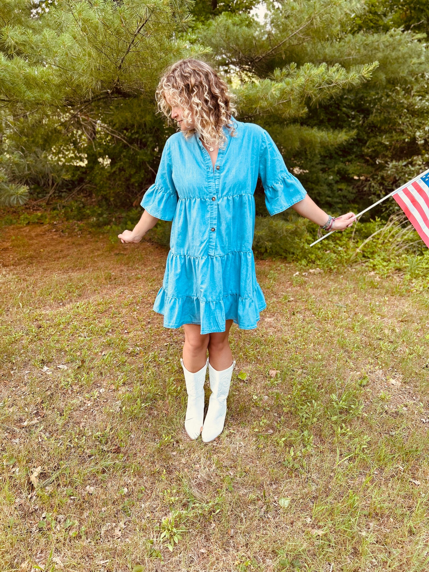 Dixie Half Sleeve Denim Dress