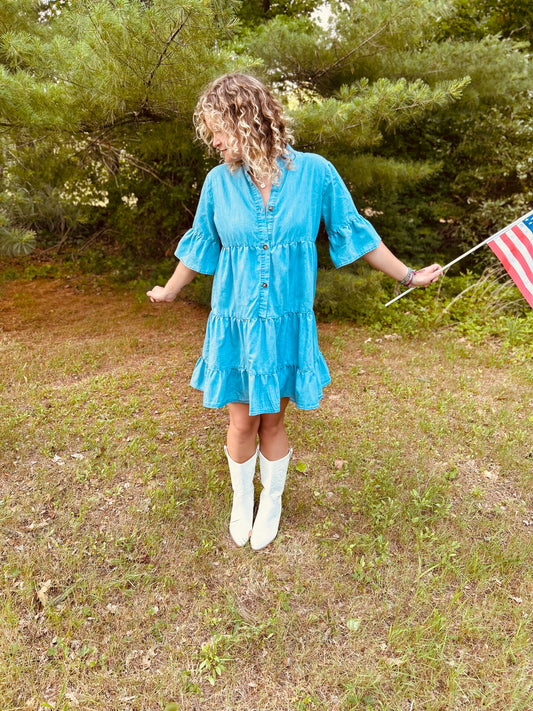 Dixie Half Sleeve Denim Dress