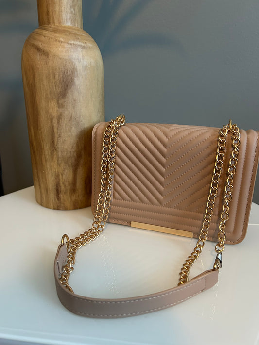 Ash Mocha Chevron Crossbody Bag