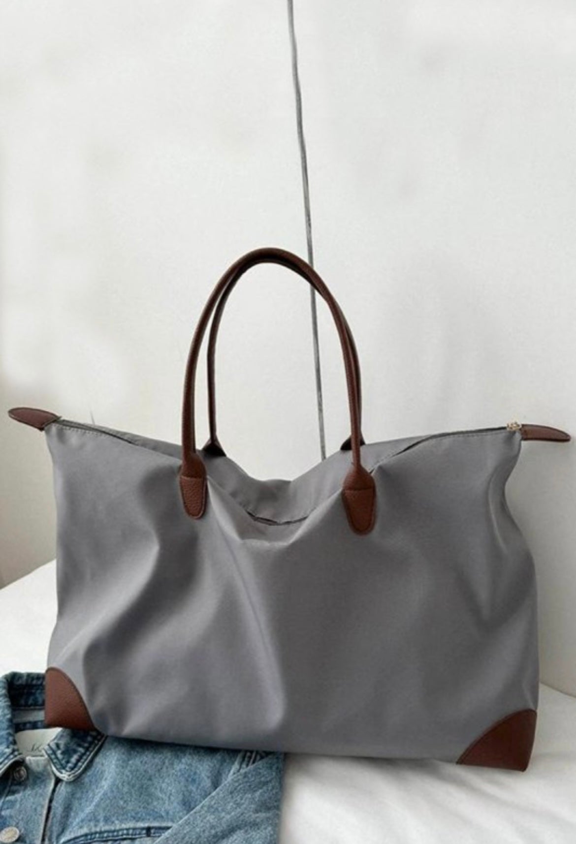 Grey Weekender Duffel Bag