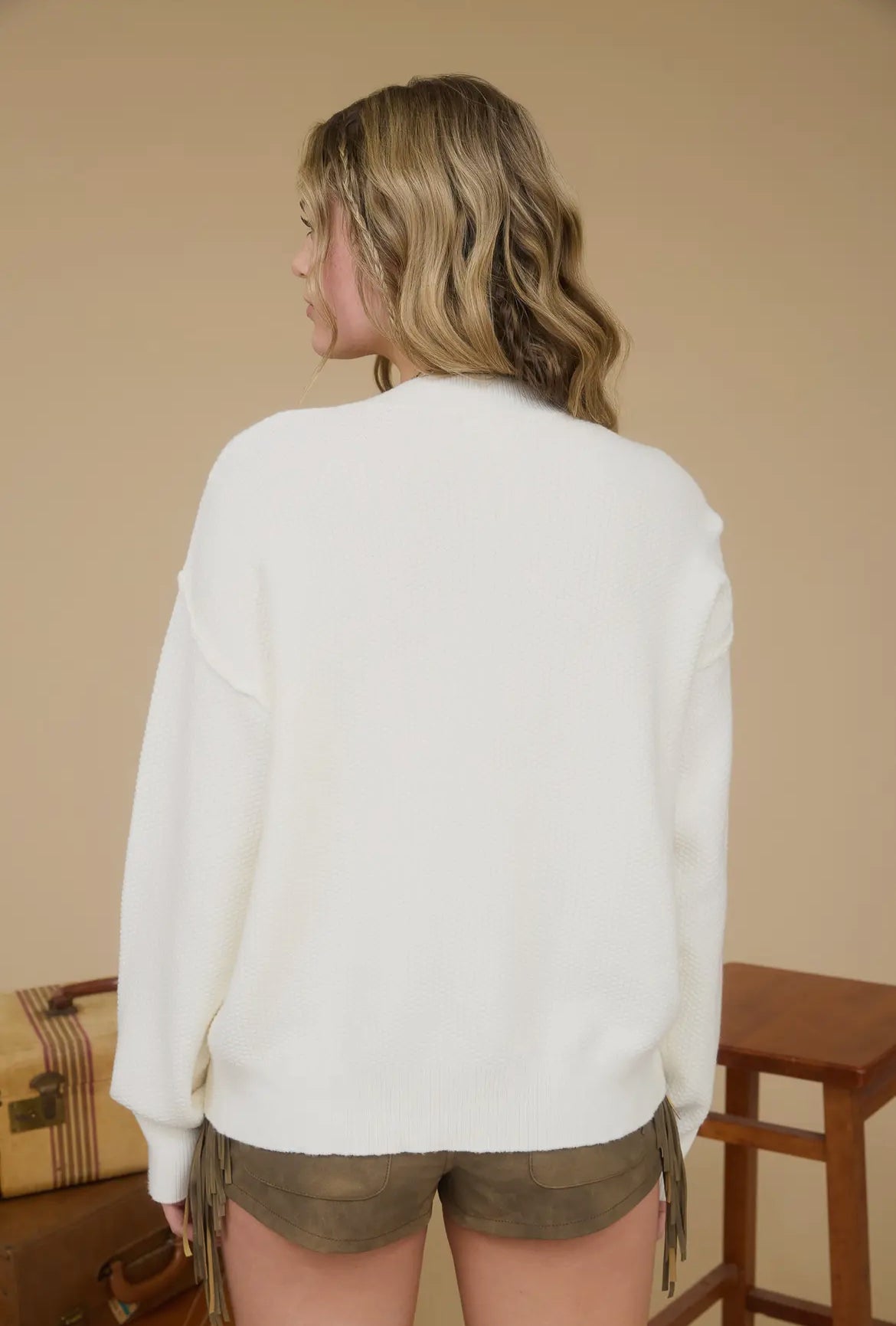 Exposed Seam Button Down Cardigan