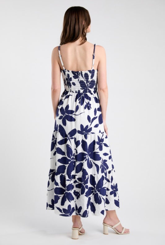 Navy Floral Resort Midi Dress