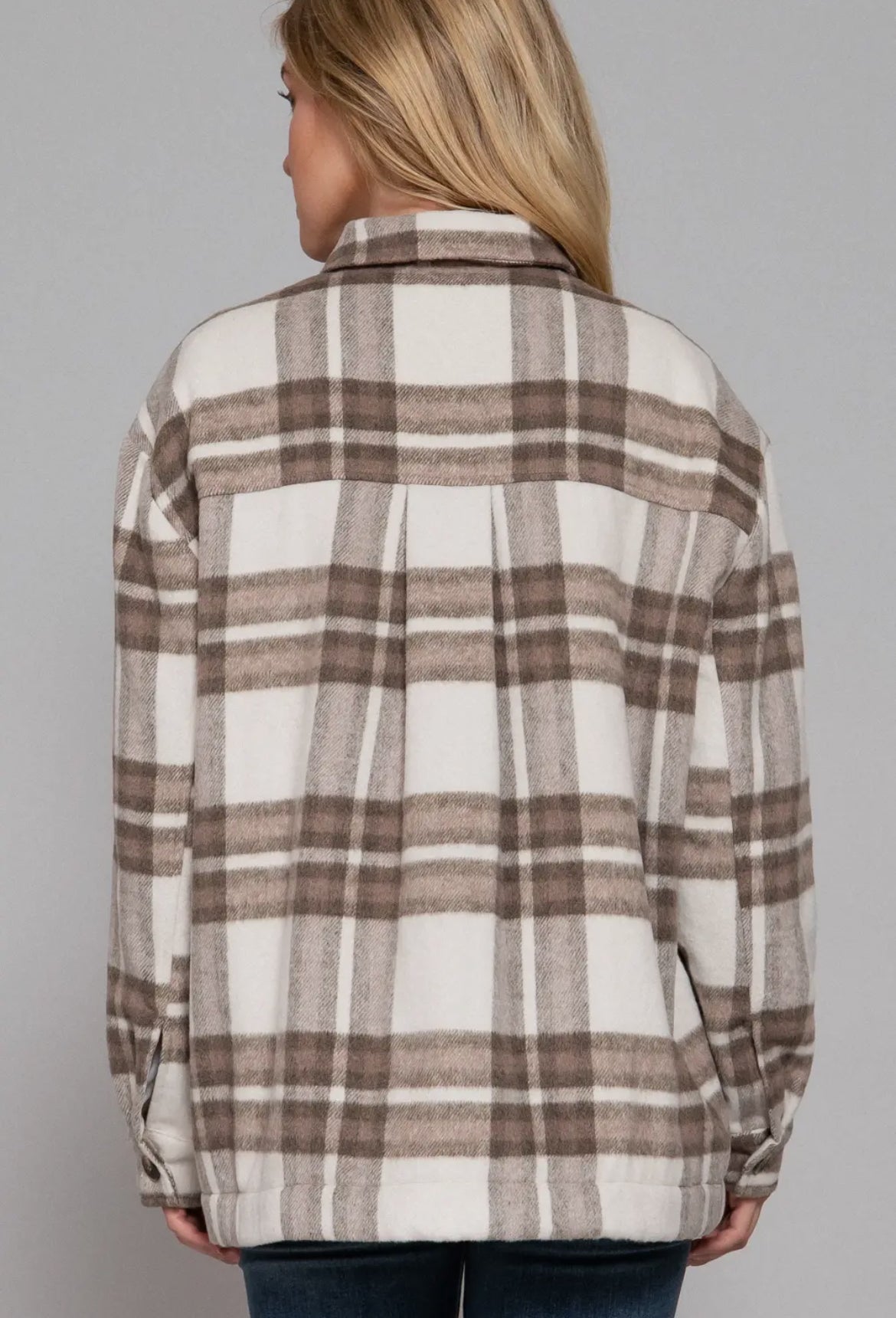 Taupe Flannel Button Down Shacket