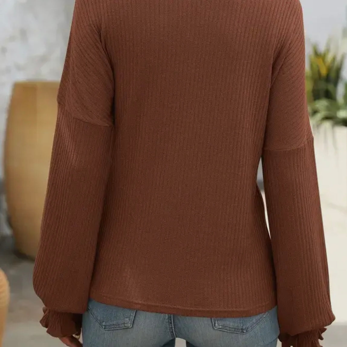 Caramel Relaxed Silhouette Ribbed Sweater