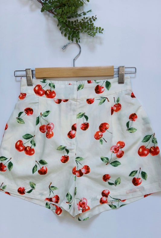 Cherry Pintuck Tailored Shorts