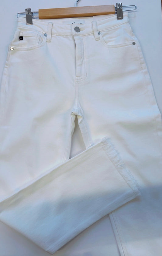 White High Rise Slim Straight Jeans