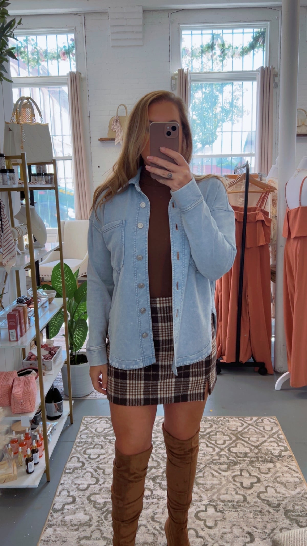 Chocolate Mocha Plaid Woven Mini Skirt
