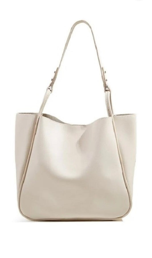 Neutral Vegan Leather Pouch Bag