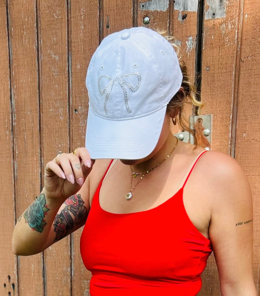 Rhinestone Bow Baseball Cap