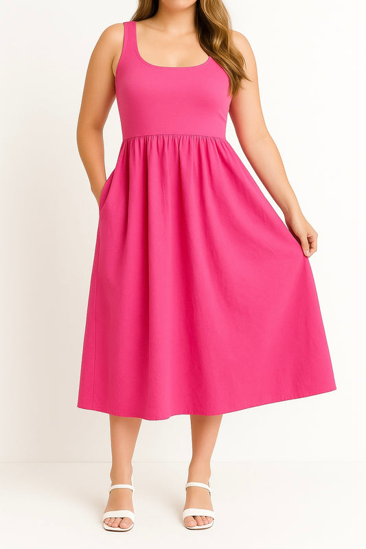Mariah Pink Tank Midi Dress