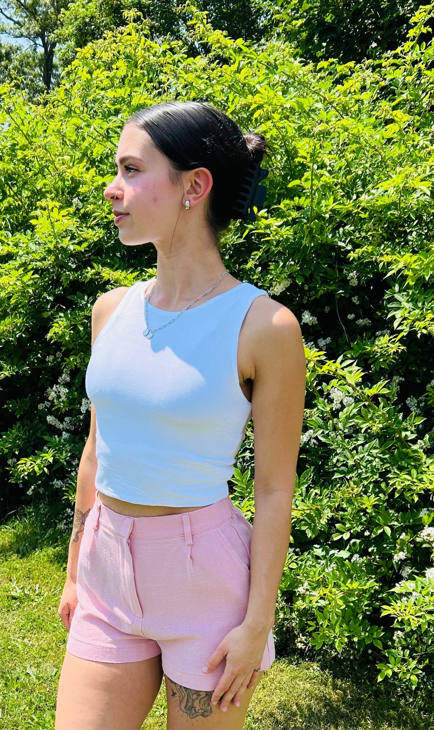 White Double Layer Round Neck Tank