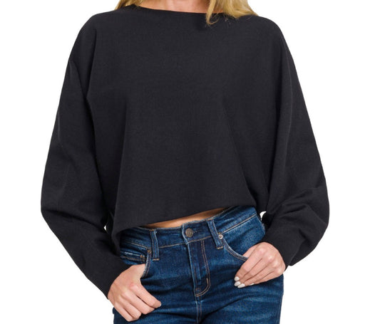 Viscose Asymmetrical Hem Sweatshirt