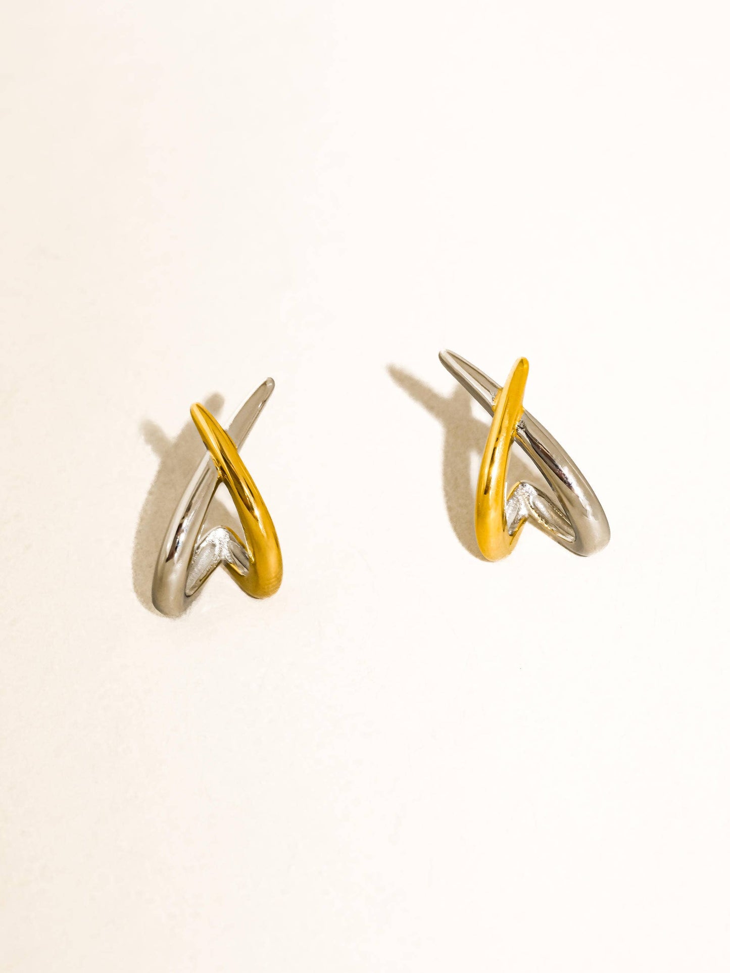 Mixed Metals Crossover Earrings