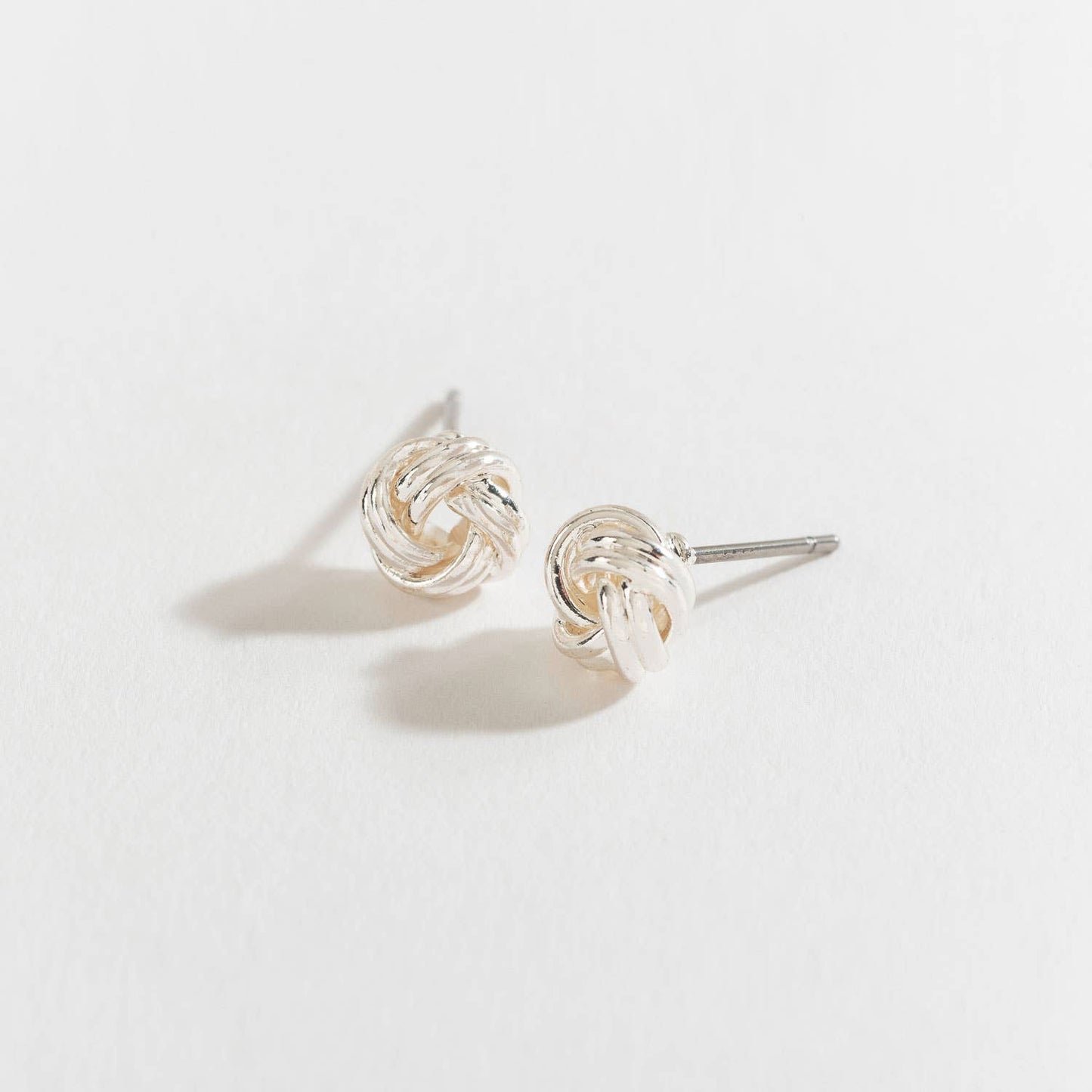 Silver Love Knot Stud Earrings