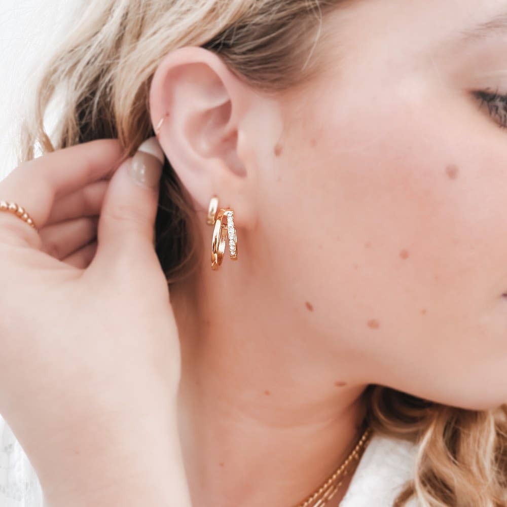 Crystal Double Hoop Earring