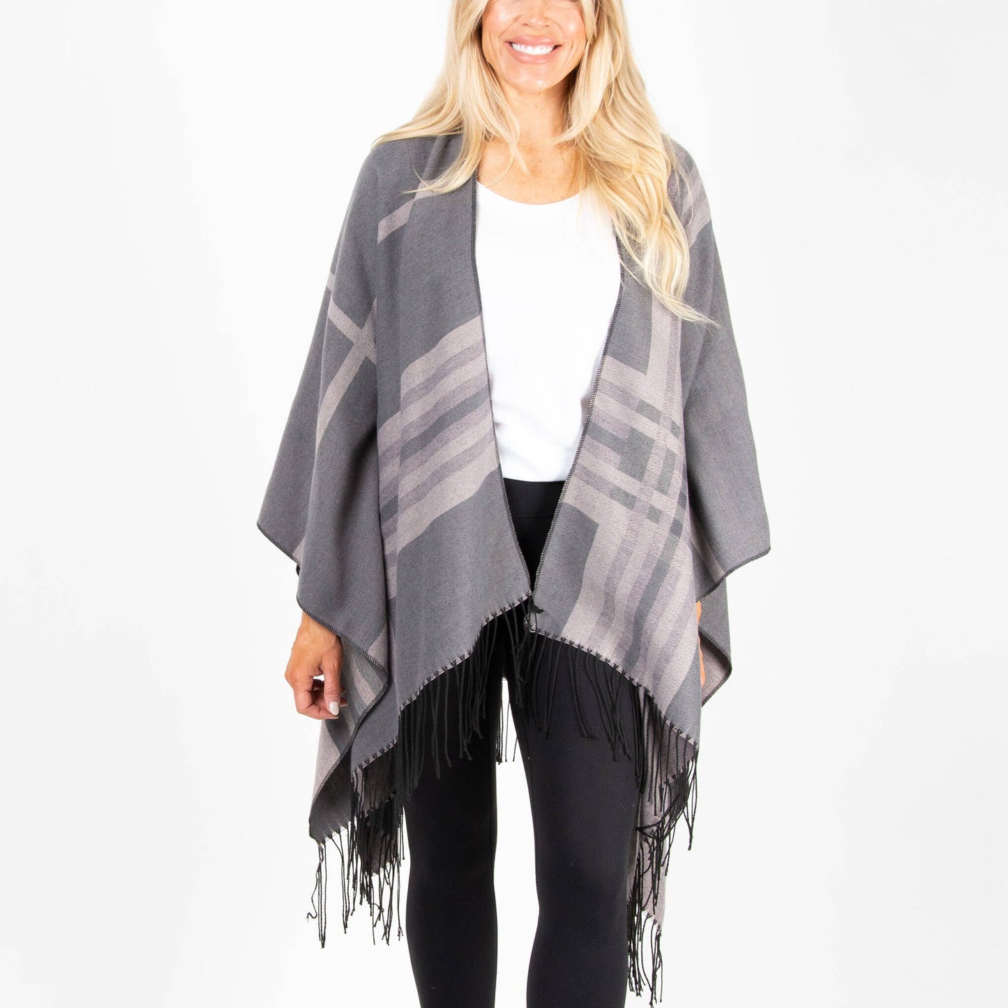 Oversized Reversible Plaid Shawl