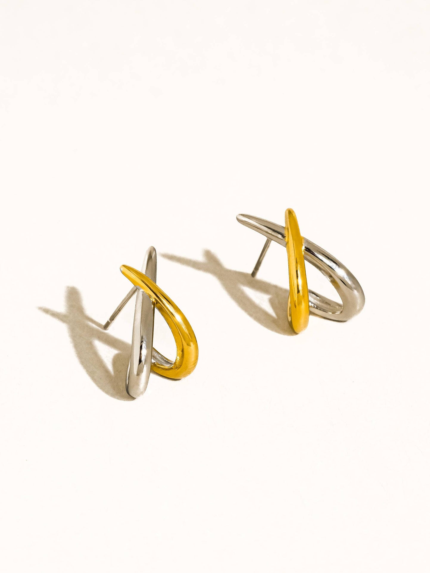 Mixed Metals Crossover Earrings