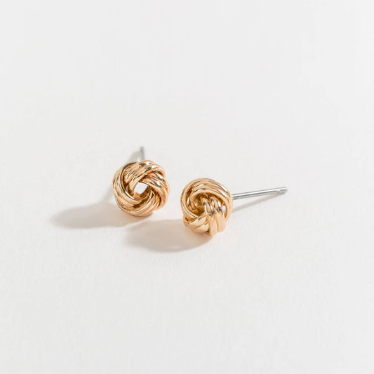 Gold Love Knot Stud Earrings