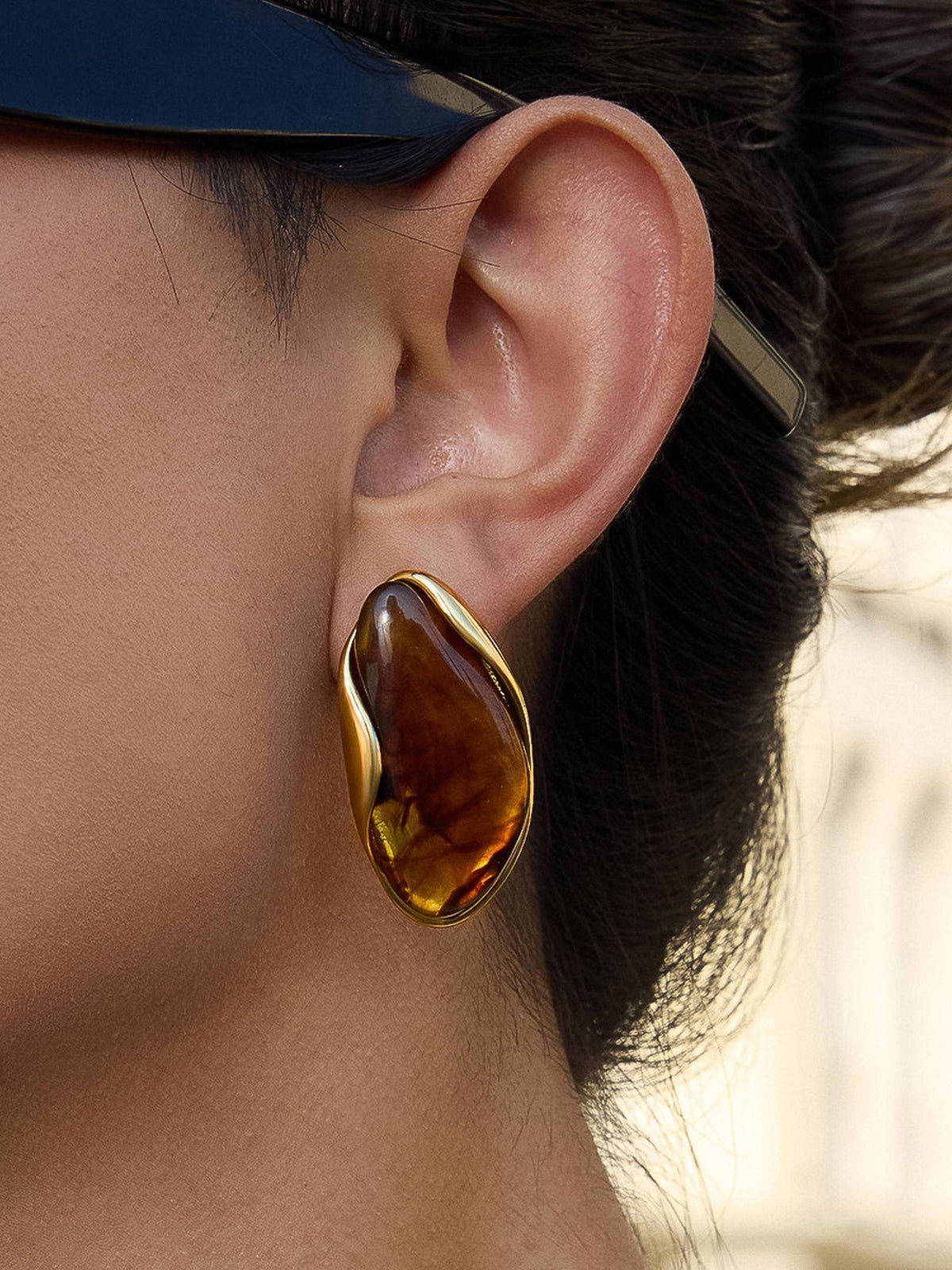 Gold Resin Drop Earrings