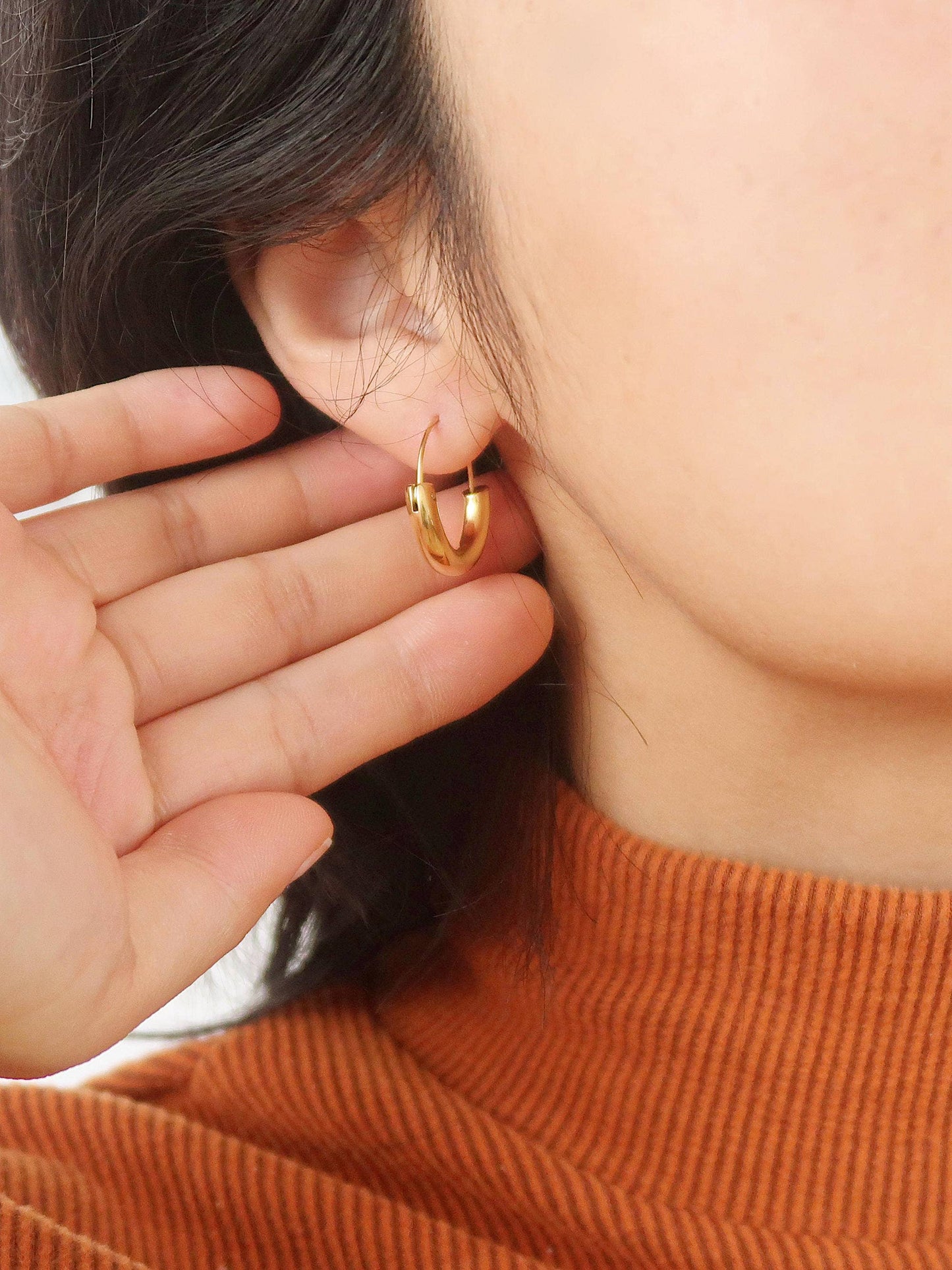 Gold Horseshoe Hoops