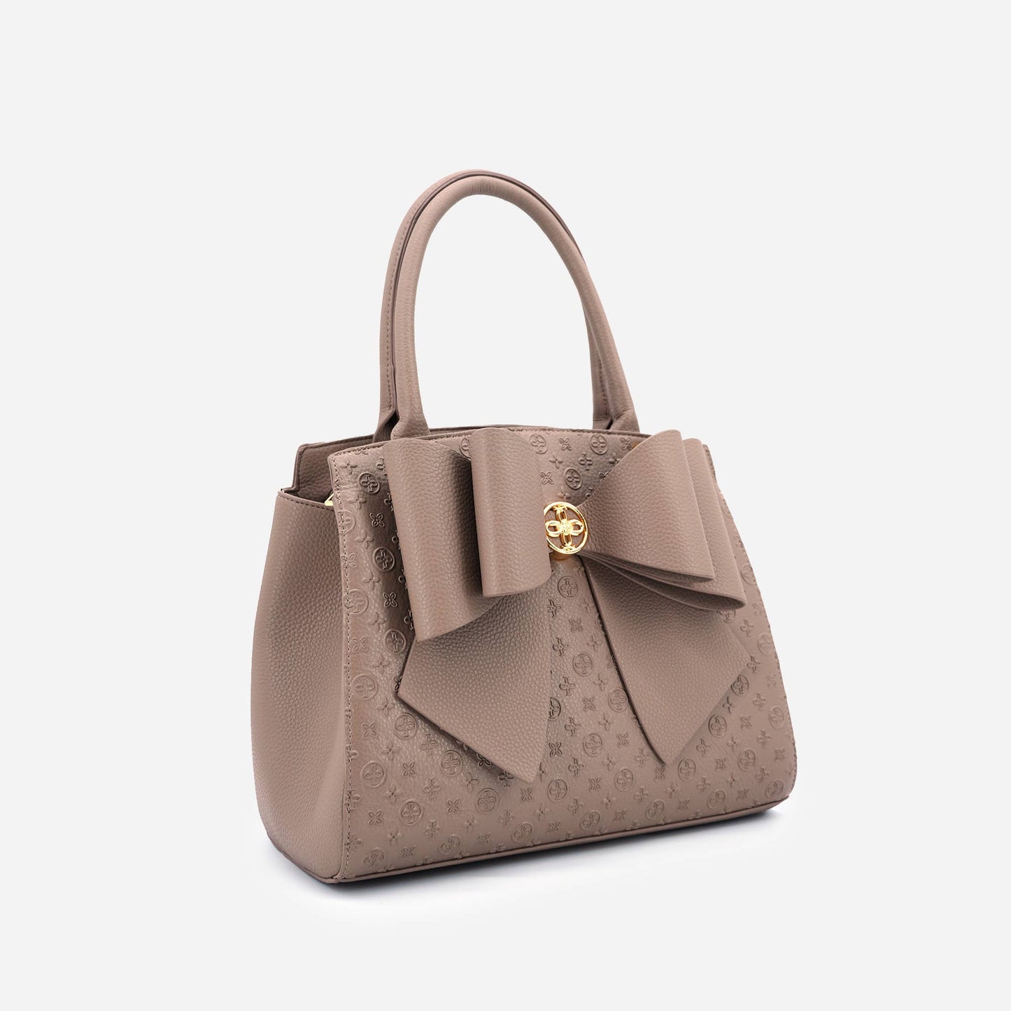 Taupe Cross Bow Satchel Handbag