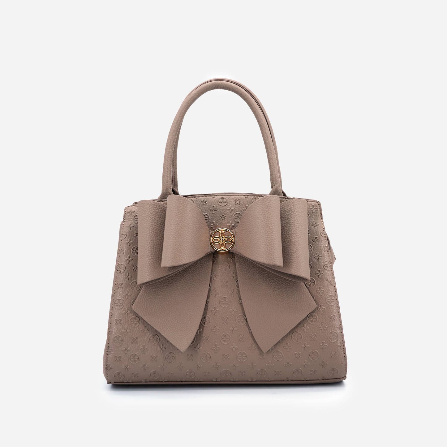 Taupe Cross Bow Satchel Handbag