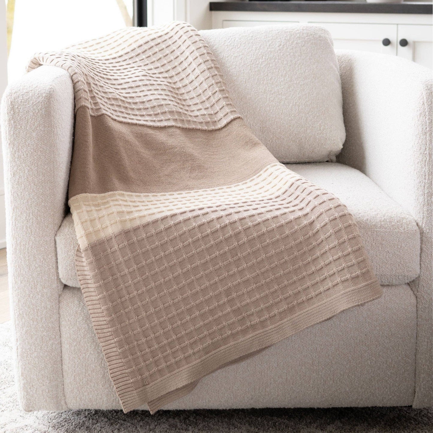 Color Block Textured Throw Blanket